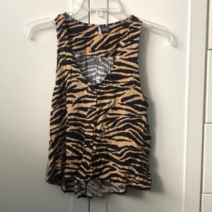 Tan zebra cropped blouse